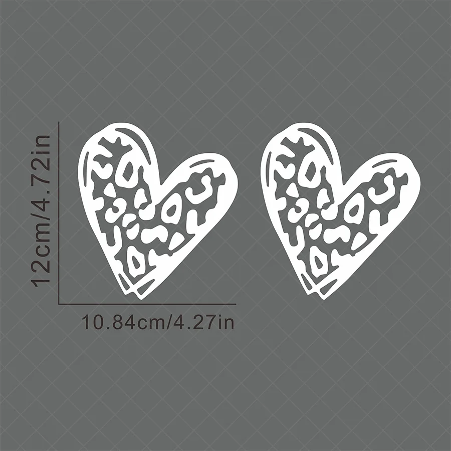 2Pcs/Set Leopard Print Heart Vinyl Sticker, Waterproof Decal For Car Window Laptop Decor, Holiday Gift