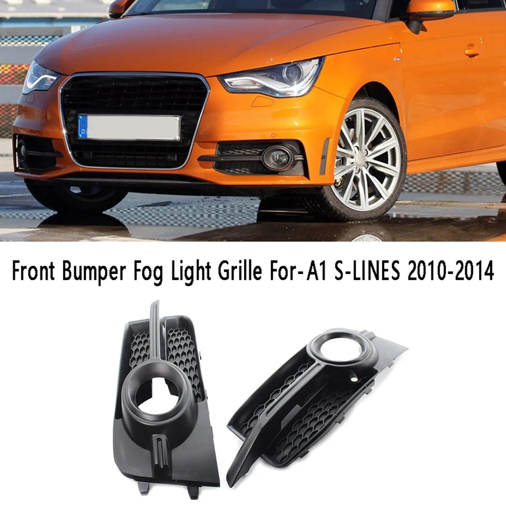 Car Front Left Bumper Fog Light Grille Honeycomb Fog Lamp Frame Cover for-Audi A1 S-LINES 2010-2014 8X0807681B