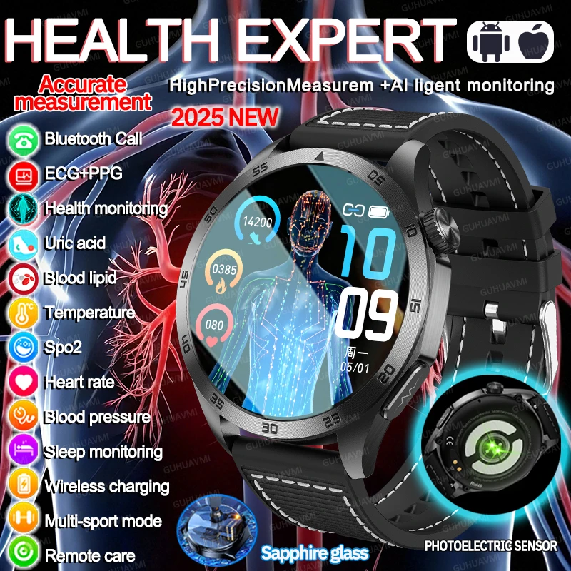 Moda NUOVO Esperto di salute Trattamento laser Salute Smart Watch ECG + PPG Tre alti Orologio Pressione sanguigna Frequenza cardiaca Chiamata HD Orologi