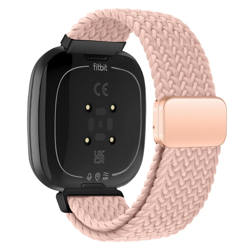 Nylon Loop Band For Fitbit Versa 4/3 Adjustable Metal Magnetic Bracelet Wristband Accessories For Fitbit Sense 2/1 Braided Strap
