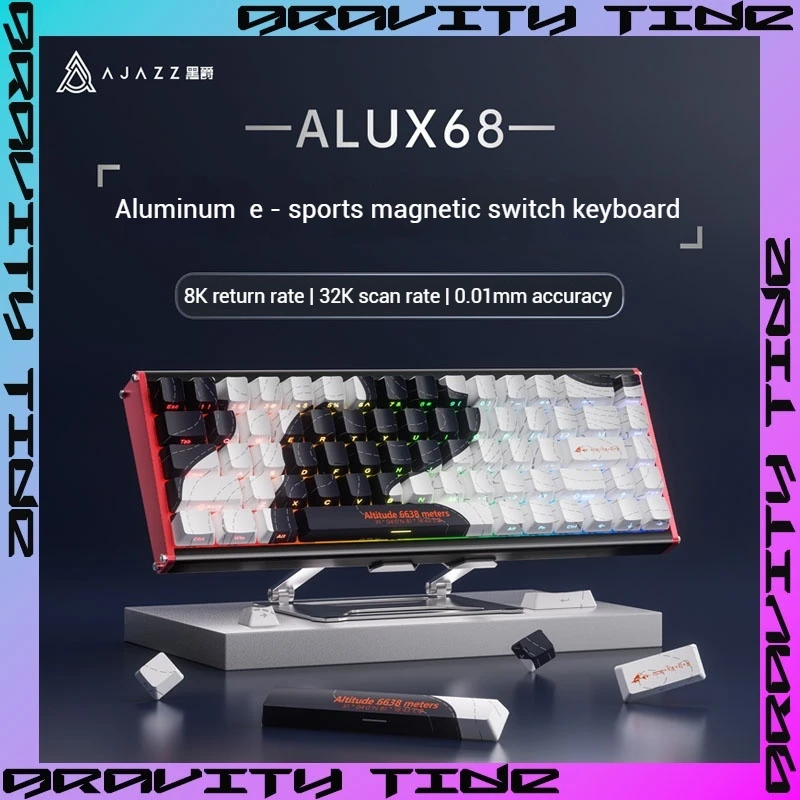 Ajazz Alux68 Aluminum Magnetic Axis Mechanical Keyboard Cnc Contour Rt 0.01 0.125ms Delay Wired Game Esports 180 Anode Pbt 8k ﻿