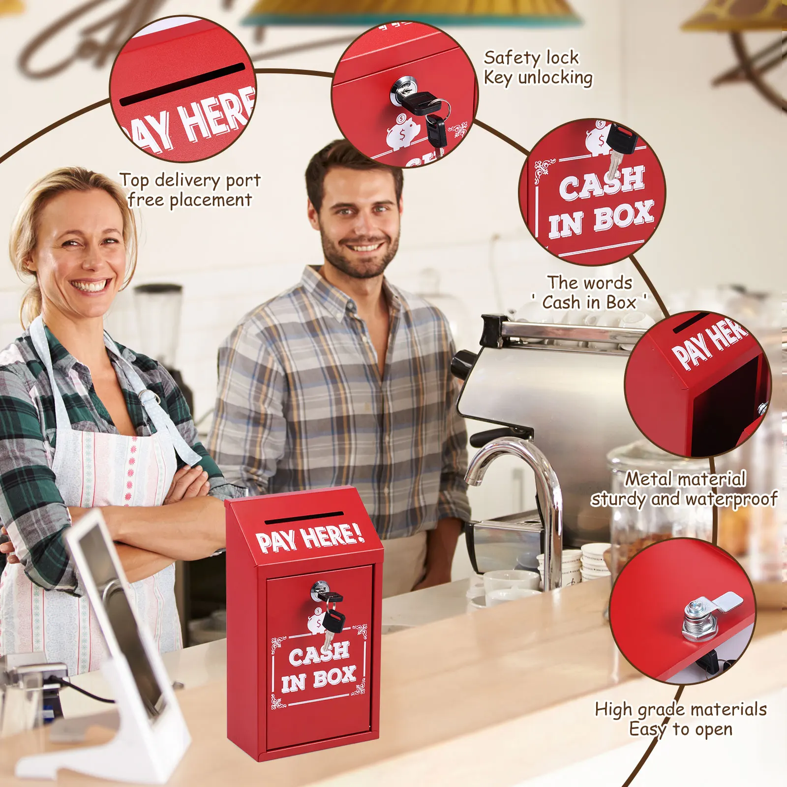 صندوق التبرع المعدني-صندوق الاقتراحات Money-Secure Drop Box-Comment Ballot Voting Box-comes Tip Jar للأعمال المنزلية والمكتب في الهواء الطلق #4