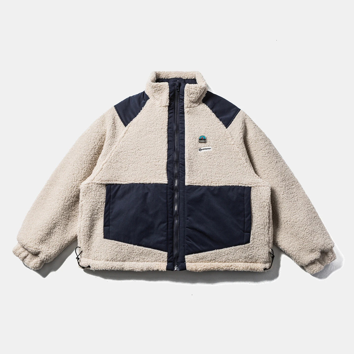 

Retro Double-Sided Wear Lamb Fur Cotton Jaet Stand Collar Splicing Men's Winter Coat Polyester Long Sve Zipper Closure