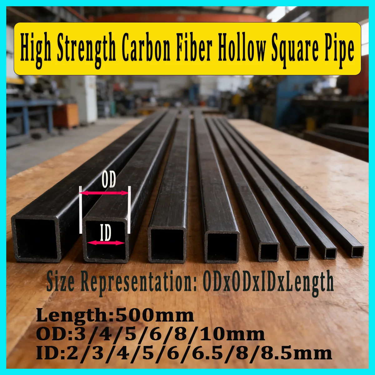 

1/2/5Pcs Carbon Fiber Square Tube 500mm Length, OD 3-10mm High Strength Hollow Square Pipe for DIY Model Kite Parts