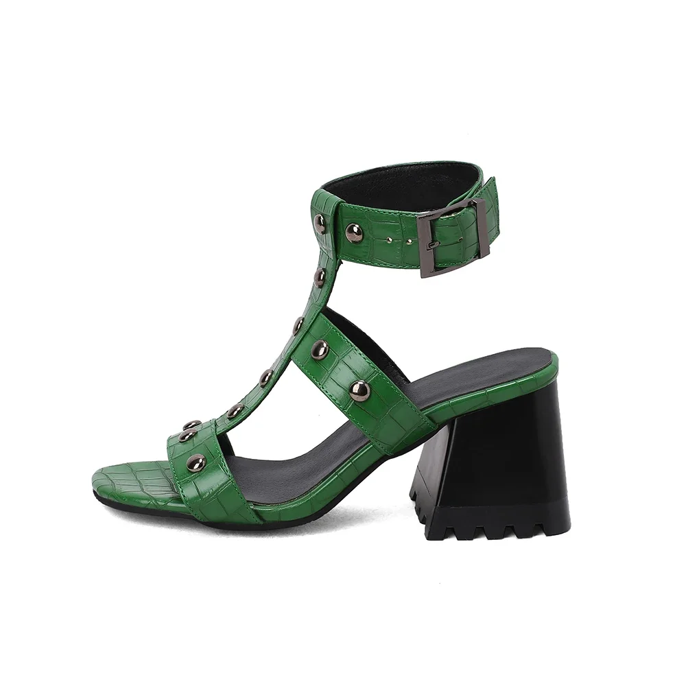 New Summer Comfortable Black Green Women Slingback Sandals Sexy High Heels Lady Shoes Plus Big Small Size 32 43 46 48