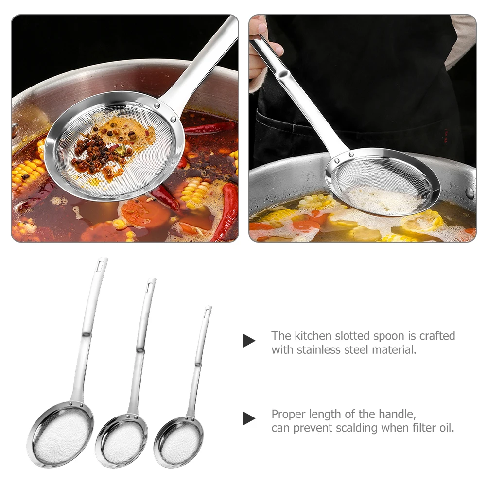 

3pcs 304 Stainless Steel Mesh Strainer Set Kitchen Juice Soy Milk Flour Sieve Filter Spoon Colander Cooking Baking Gadgets