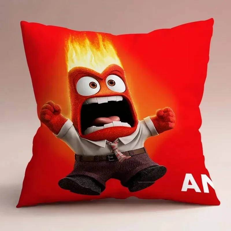 Disney Cartoon Inside Out 2 Pillow Cushion Cover 45*45CM Joy Sadness Anime Figures Throw Pillows Case Bedroom Sofa Decoration