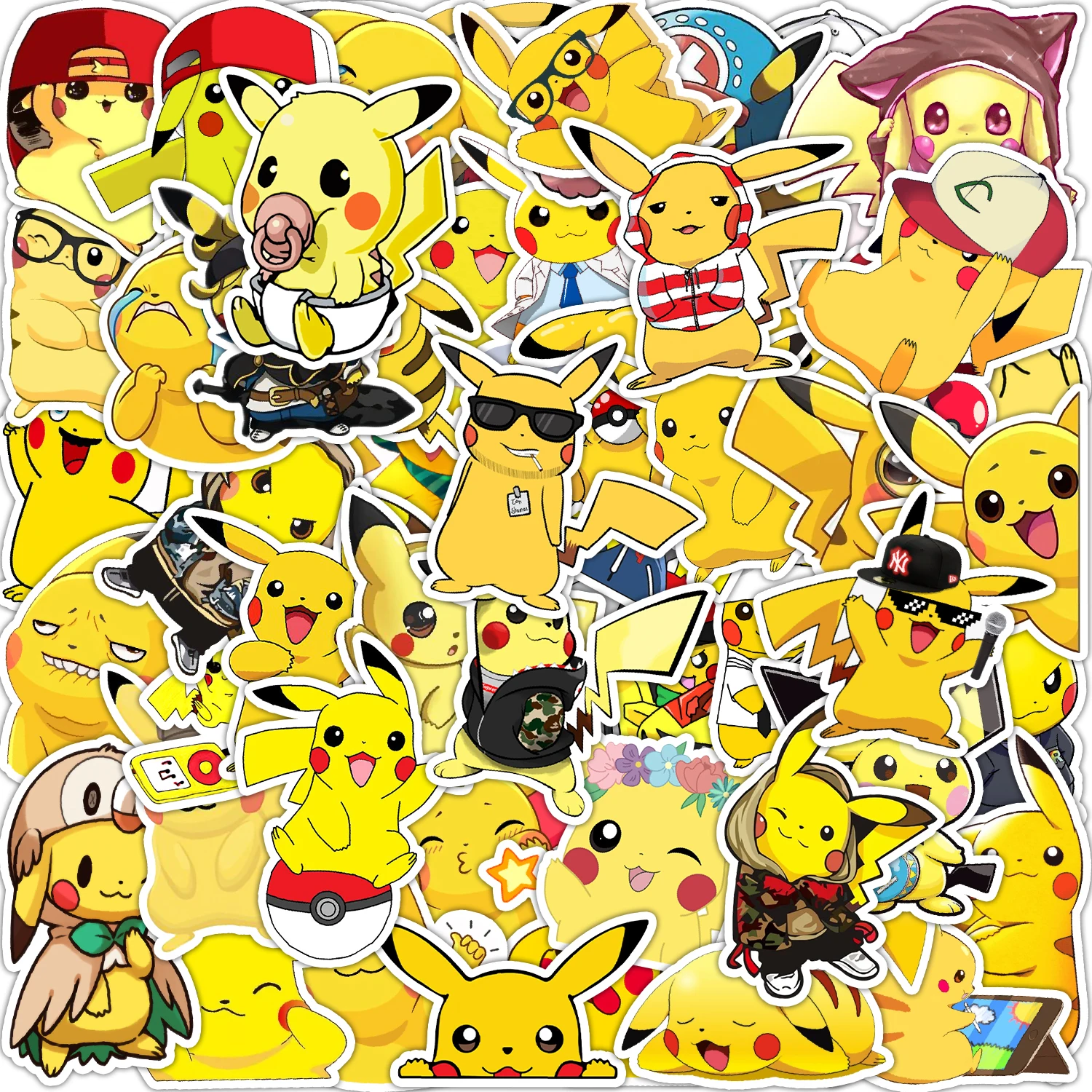 50 البوكيمون PIKACHU الكرتون الكتابة على الجدران ملصقات ديكور الخوذ سكيت الأمتعة DIY بها بنفسك مقاوم للماء الأطفال القرطاسية مكافأة ملصقات #2