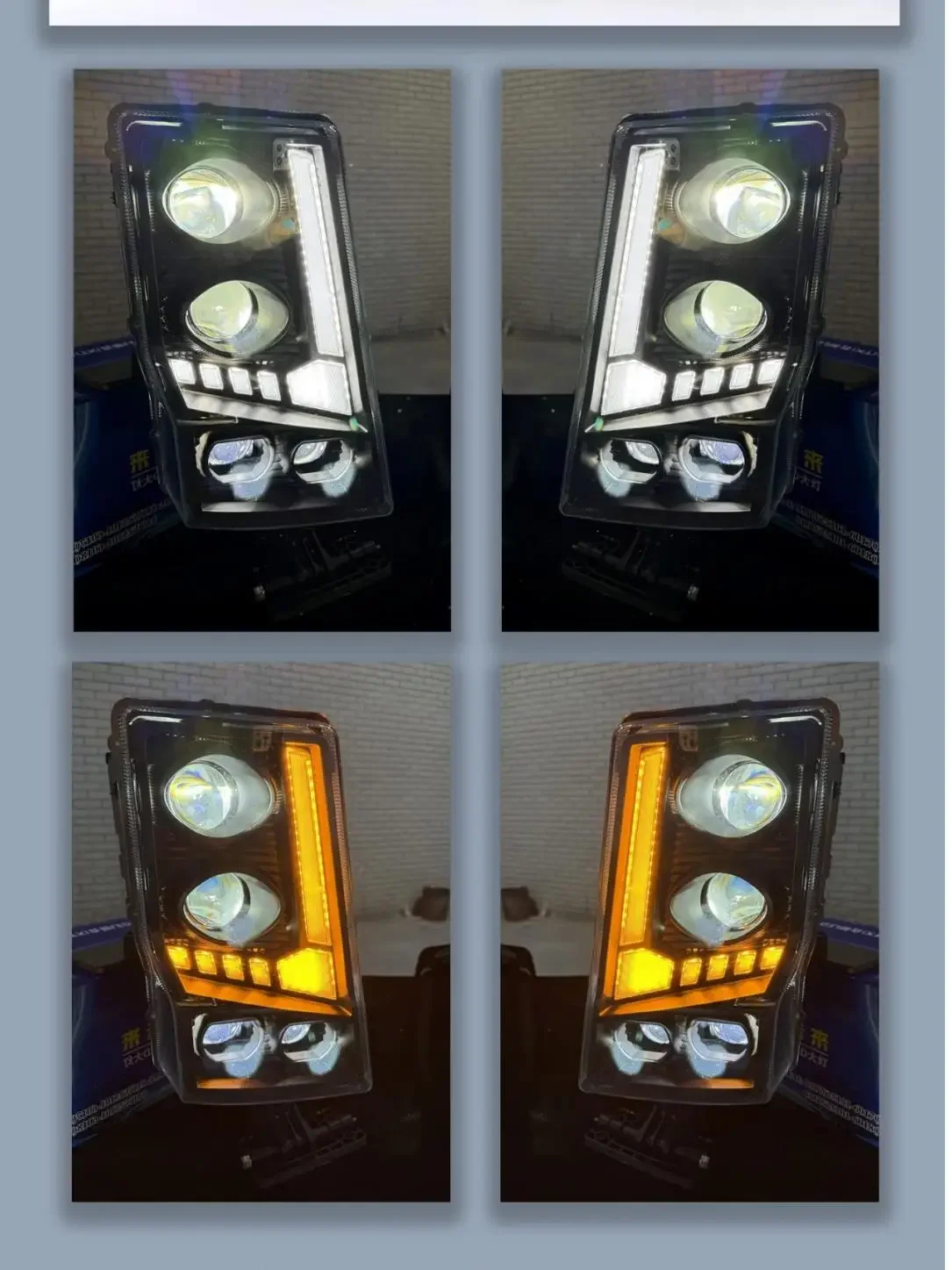 1 Pcs 24V Lorry Full LED Headlight FOUR LENSES suitable for Volvo FM12 FH12 FM380 Truck 20360898 20360899