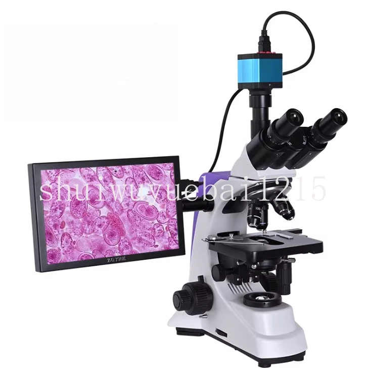 

Профессиональный лабораторный биологический HD-микроскоп с тринокулярной насадкой, увеличением 2500X + электронная цифровая камера 2/16 МП с USB, HDMI, VAG + 10-дюймовый ЖК-дисплей
