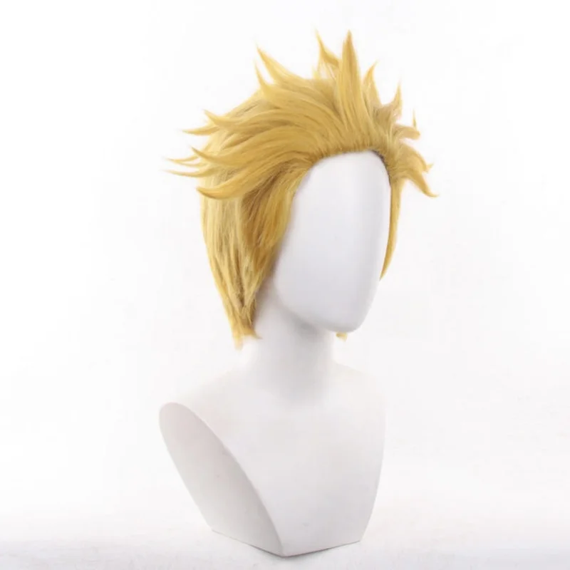 Peruka Cosplay Anime Gachiakuta Enjin Blond Żółta Krótka Kolczasta Peruka dla Kobiet i Mężczyzn Zespół Akuta Festiwal Karnawałowa Peruka Odporna na Ciepło