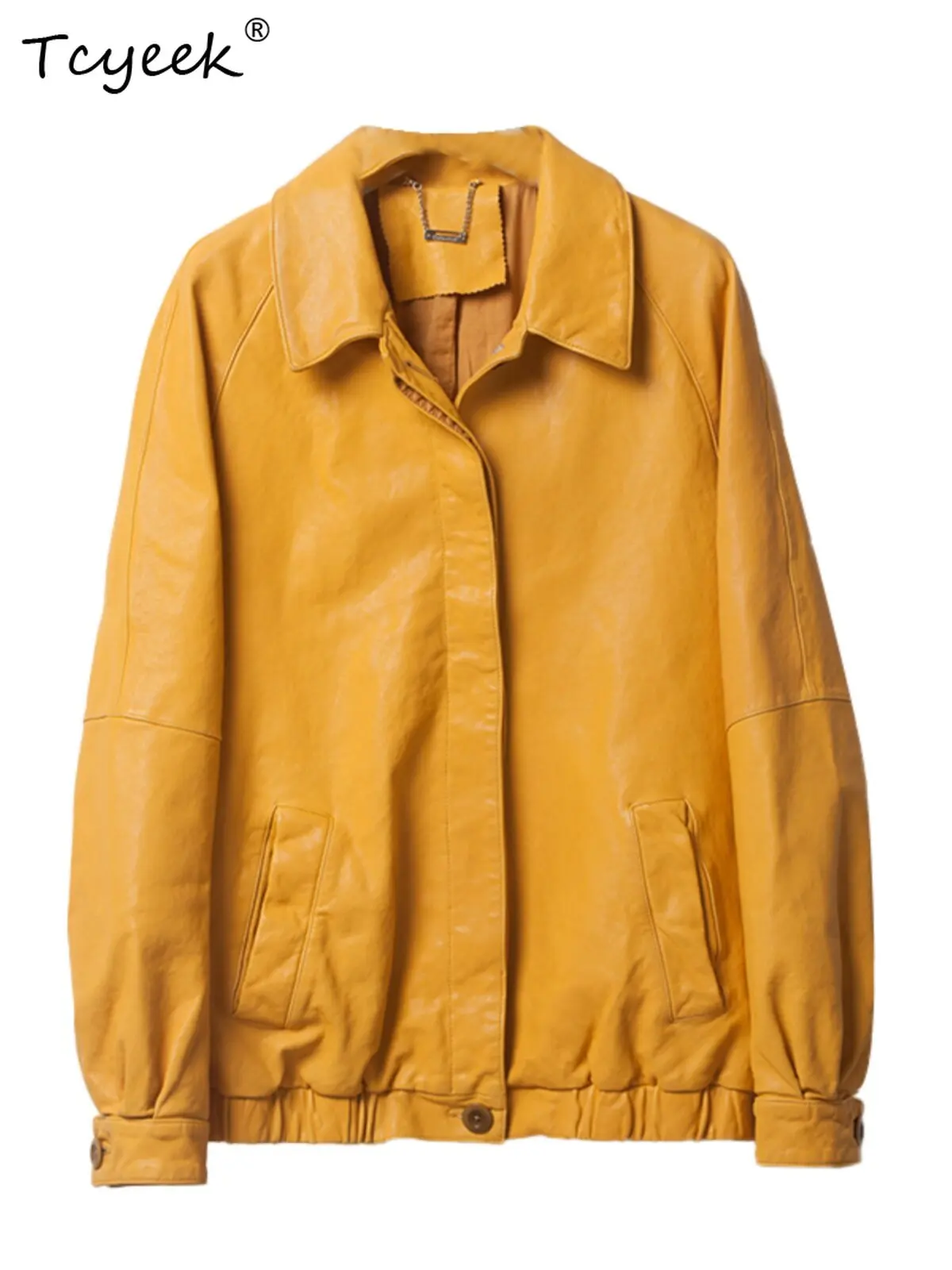 

Tcyeek Real Leather Jacket Woman Sheepskin Motocycle Coat Women Loose Trendy Autumn Clothes Vegetable Tanning Дубленка Женская