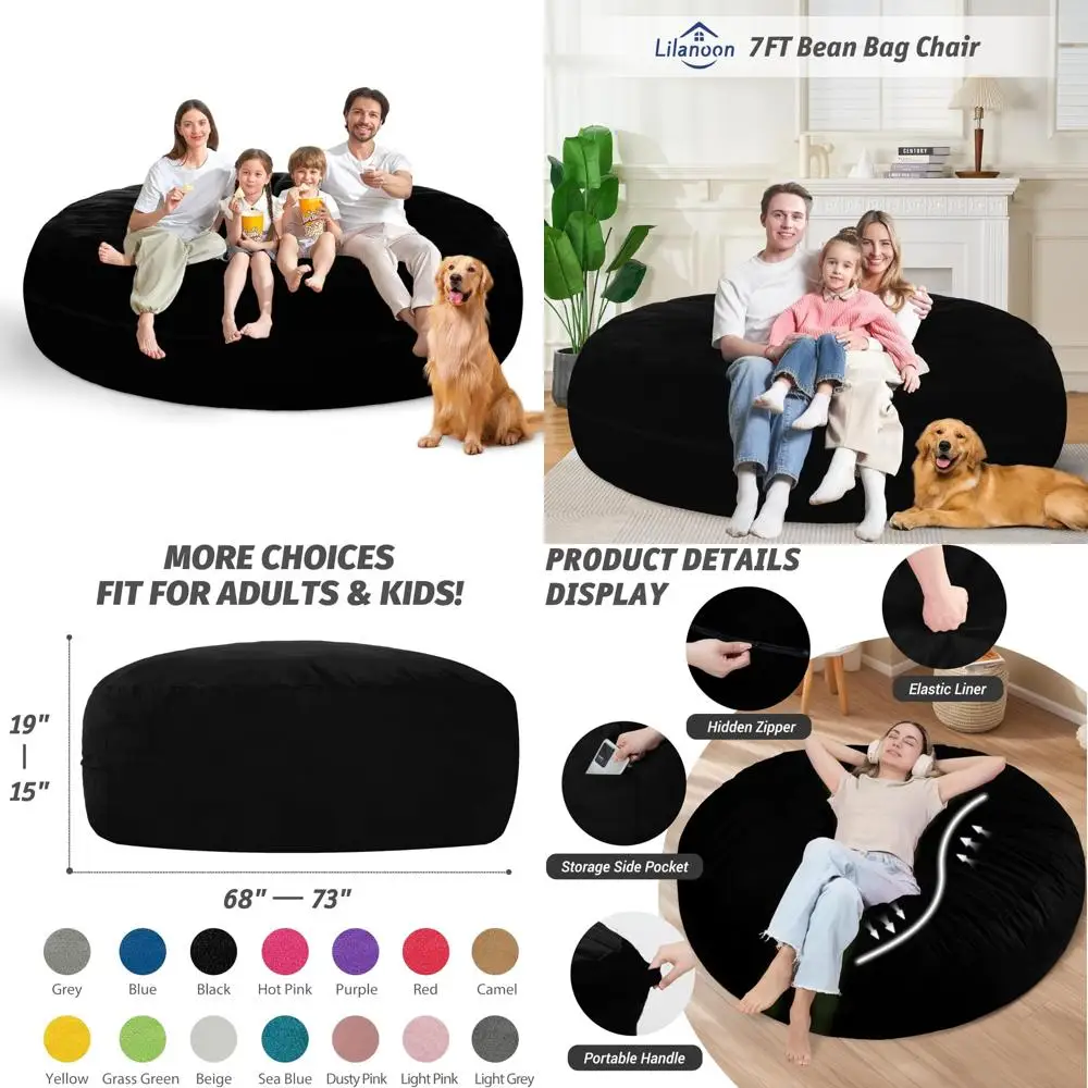 Роскошная бархатная сумка-погремушка длиной 7 футов с эффектом памяти, большое уютное кресло-диван для дома