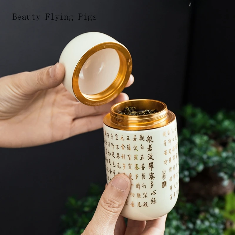 

Ceramic Sealed Tea Jar Lotion Bottle Tourism Bottling Tea Room Tabletop Decorations Household Moisture-proof Tea Cans with Lids