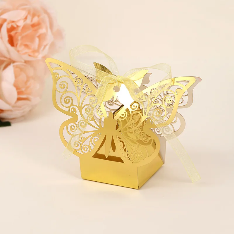 20/50 Stück Laser-Hohlschmetterling Geschenkboxen Hochzeit Süßigkeiten-Schokoladenbox Party-Gastgeschenke Geburtstag Hochzeitsdekorationen Box – Detail 4