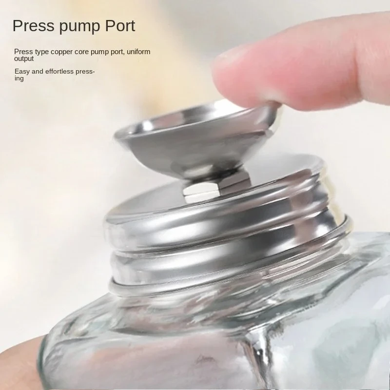Nail Pump Bottle High Clear Glass Corrosion Resistant Stainless Steel Leak Proof Transparent Refillable Bottle Tool