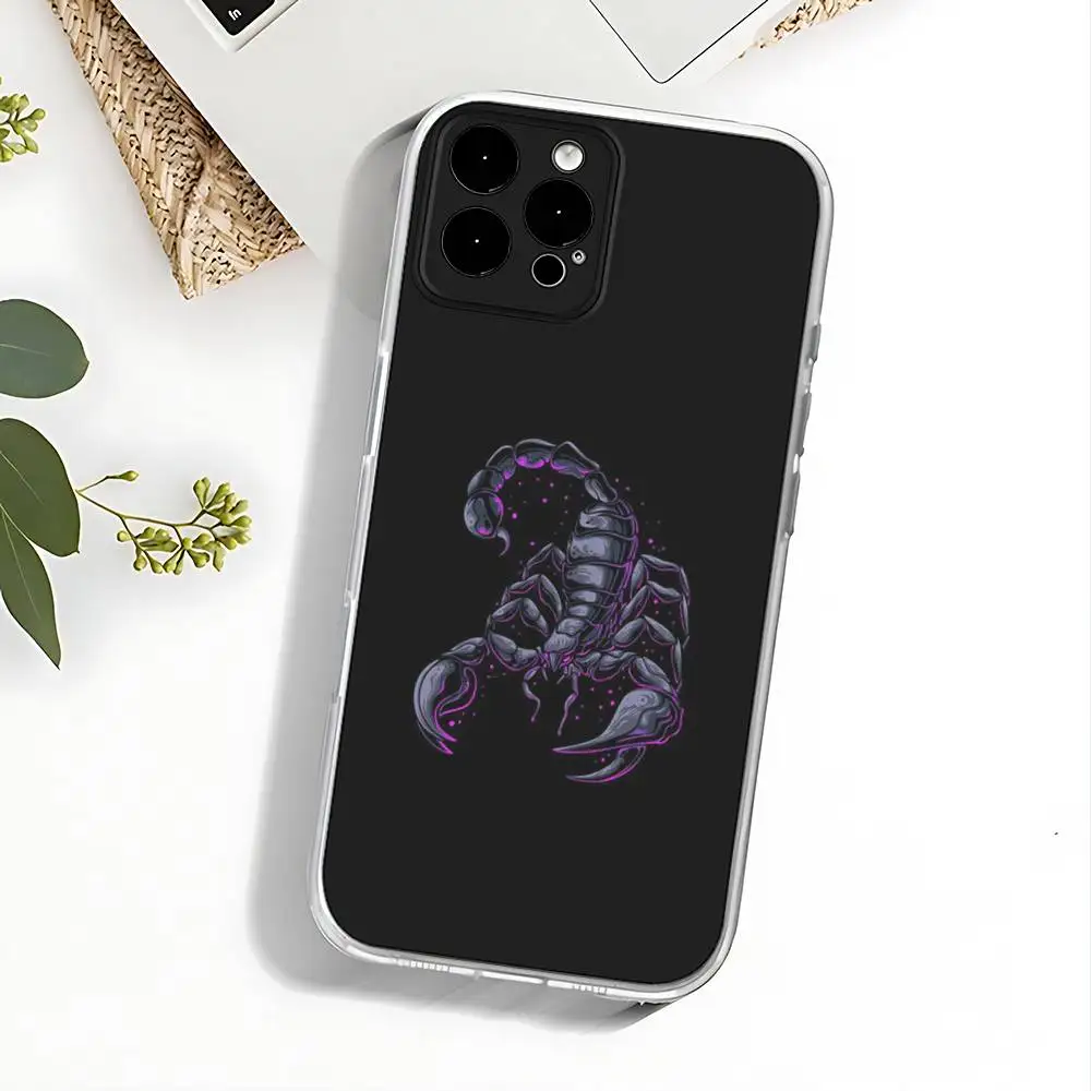 Coole Insekt Scorpion Handyhülle für iPhone 17,16,15,14,13,12,11 Pro,Max,Plus,X,XS,XR,SE4,E Mini Transparente Softcover