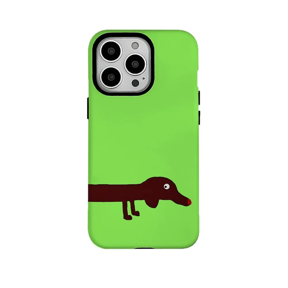 כיסוי קרטון לכלב סוסיז ירוק INS עבור IPHONE 16 ProMax 15 14 13 12 MINI 11 PRO Plus אקריליק TPU שני באחד מגנטי תיקיות טלפון