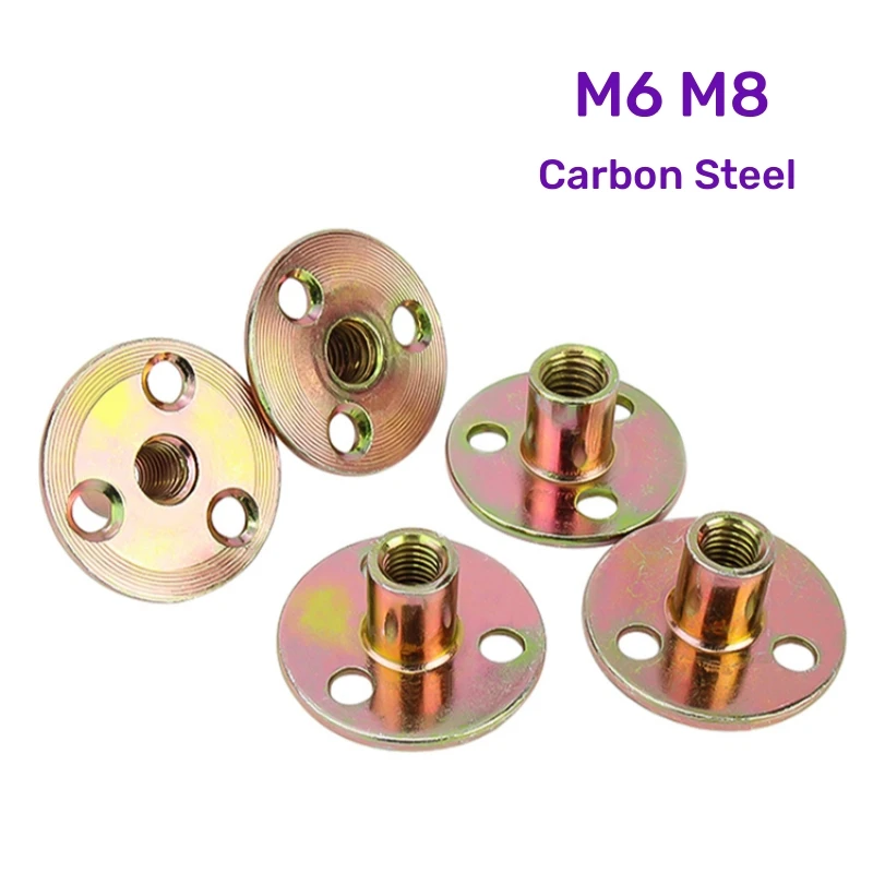 

1Pcs M8 M10 Three Holes Flange Coupling Nut Carbon Steel Sofa Foot Furniture Lock Nut