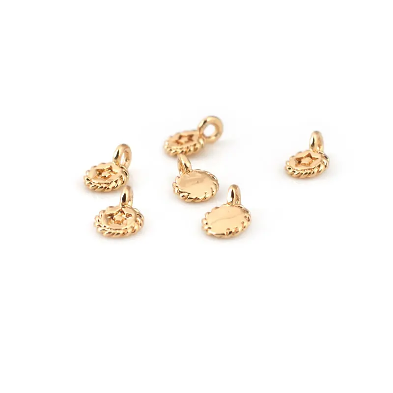 20PCS 4.5x7MM 18K Gold Color Brass Small Round Star Charms High Quality Diy Jewelry Making Necklace Earrings Accessories