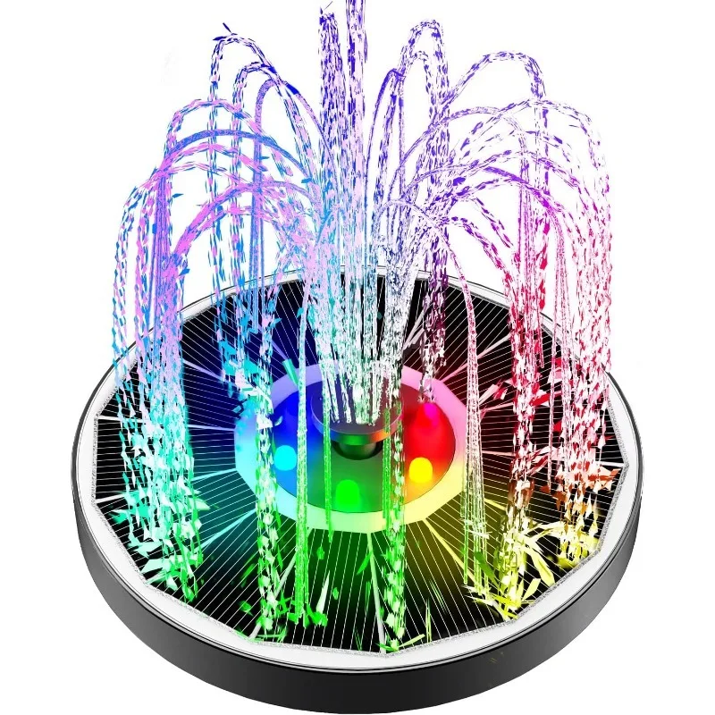 

Solar Powered Floating Fountain With Colorful LED Lights For Bird Bath Garden Pool And Outdoor Water Feature Decoration