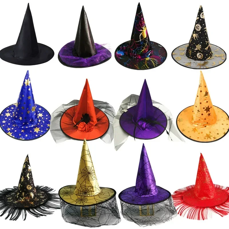 Witch Hats Masquerade Ribbon Wizard Hat Party  Caps  Costume Accessories Halloween  Fancy Dress Head Wear Easter