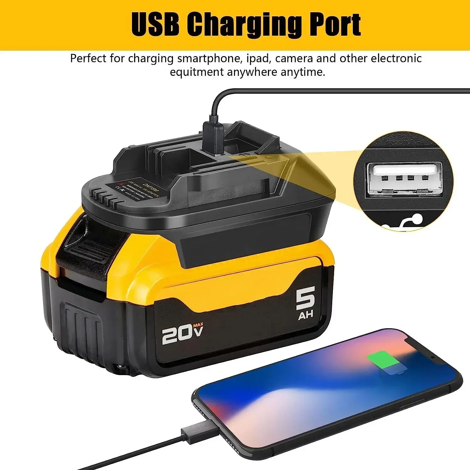 Imagem -02 - Conversor Adaptador de Bateria para Milwaukee Dewalt 20v Li-ion Battery Converter para Makita 18v Tools Dm18m