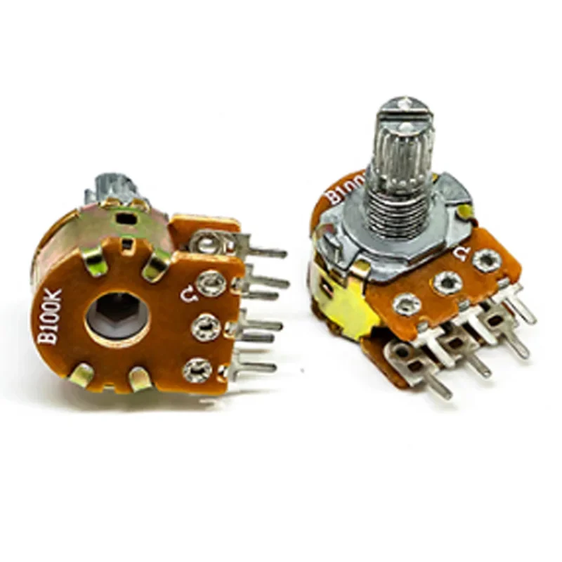 5pcs WH148 Double 6-pin Potentiometer B1K/5K/10K/20K/50K/100K/500K/1M Ohm Adjustable Resistance Rotary Carbon Film Potentiometer