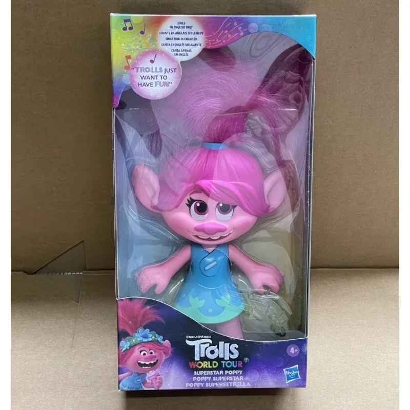 New Original Hasbro Trolls WORLD TOUR SUPERSTAR POPPY Can Speak Action Figure Toys Gift Model view 2
