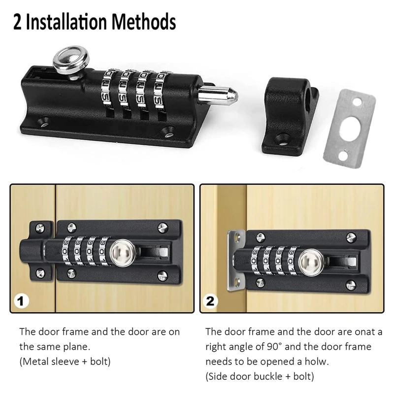 2Pcs Anti-Theft Safety Password Lock Combination Digit Padlock Outdoor Home Wood Gate Hardware