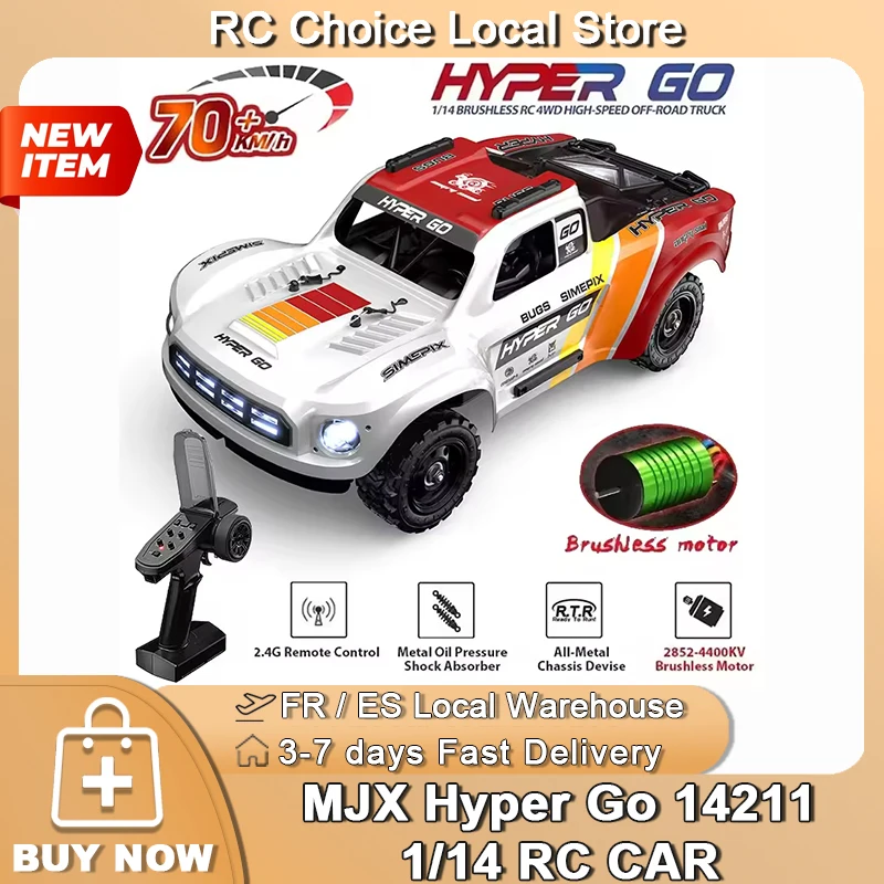MJX Hyper Go 14211 1/14 4WD RC Auto 70KM/H Brushless RC Auto da corsa 2.4G Auto telecomandate Off-Road Velocità RC Auto Camion Giocattoli