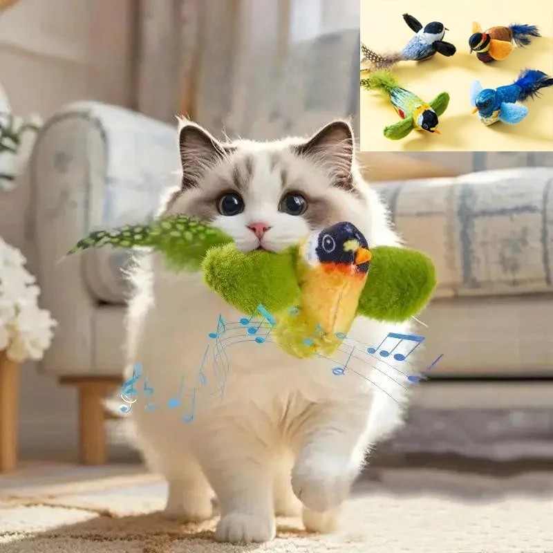Self-hilarity Wall Hanging Birds Cat Toy Indoor Interactive Birds for Cat Chasing Teasing Toy Sounding Catnip Cat Teaser
