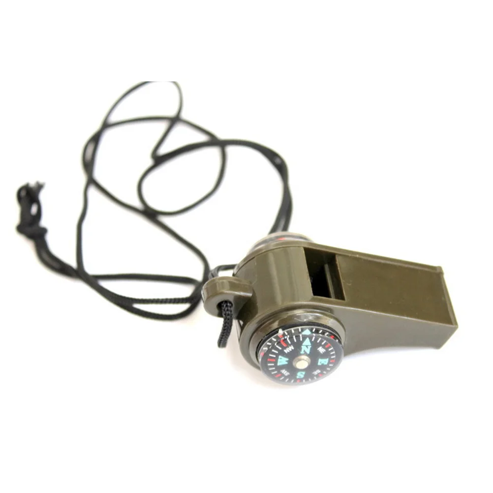 4 قطعة 3 في 1 صفارة إنقاذ متعددة الوظائف عالية التردد في الهواء الطلق البوصلة ميزان الحرارة صافرة لإشارة الطوارئ #5