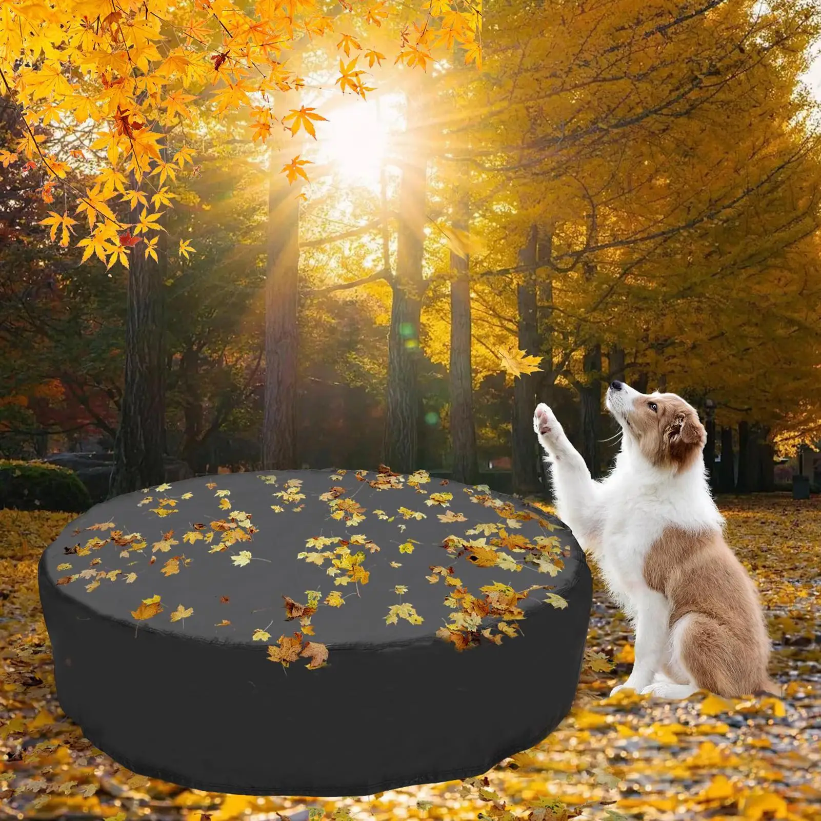Dog Pool Cover Oxford Cloth Mat with Drawstring Design Foldable Dog Pet Bath Pool Cover for Bath Tub Patio Lawn Garden Household