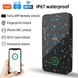 TuYa-Smart App Máquina de Controle de Acesso para Celular, Desbloqueio Remoto, NFC, Impressão Digital, Senha, Cartão RFID, Door Lock Controller, IP67