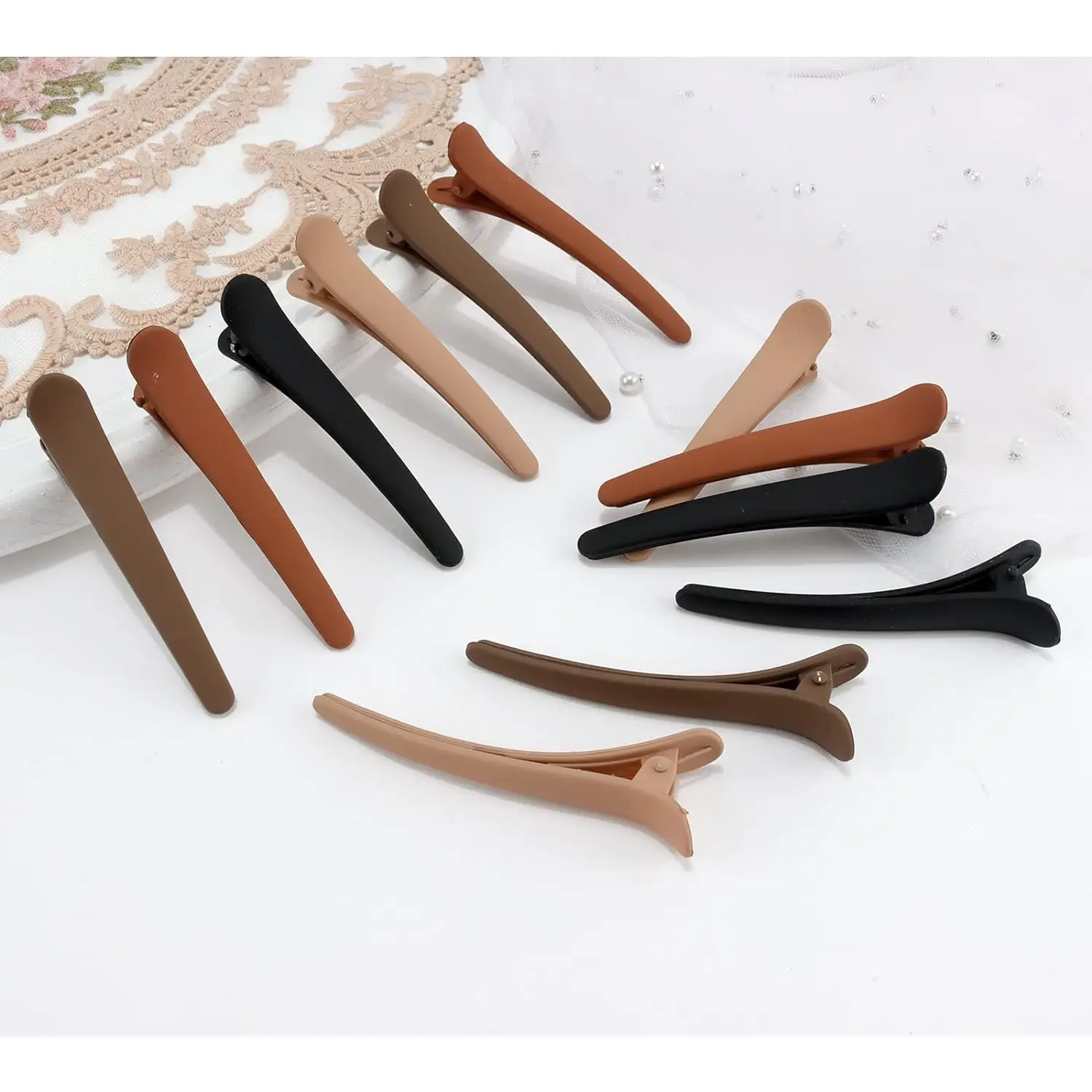 12 PCS Hair Clips for Styling Sectioning,  3.1 Inch Matte Alligator Hair Clips Hair Barrettes No Crease Duck Billed Hair Clip, H