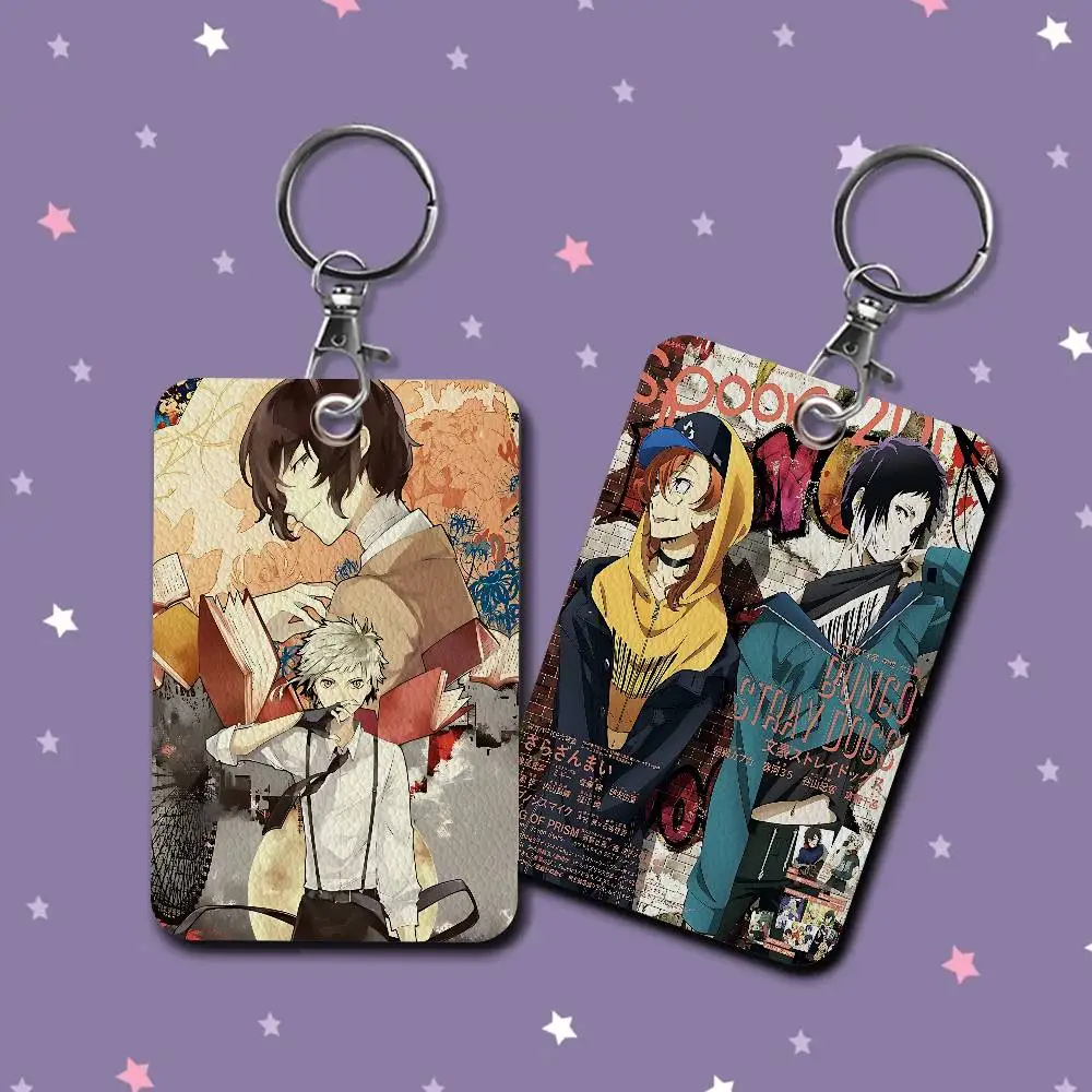 Anime Bungo Stray Dogs Style PU Access Card Holder with Keychain - Executive Protection for Bank card,Subway, Bus Card case