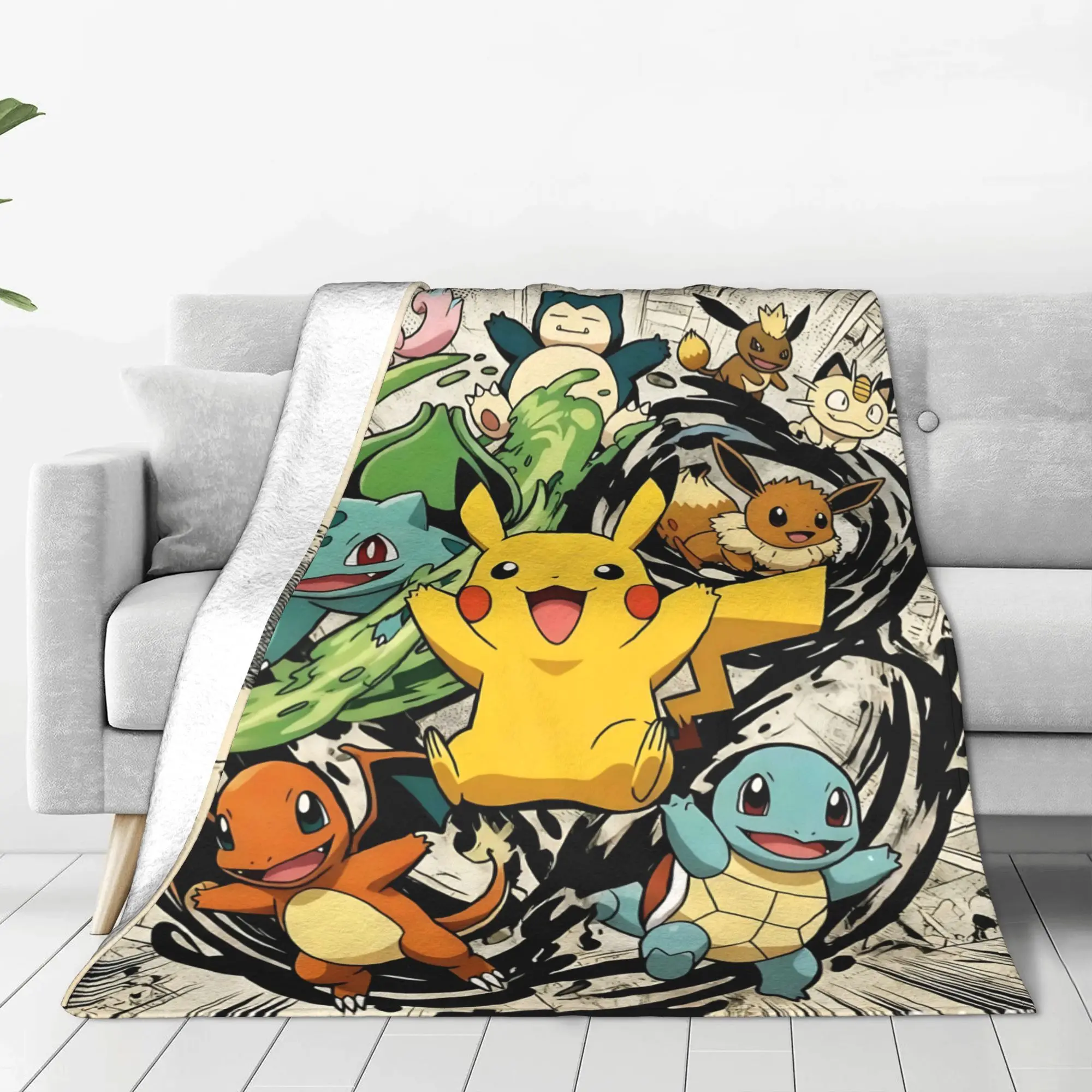 1PC Home Pokemons Blanket Throw Blanket  Novelty Warm Blanket All Season Gift