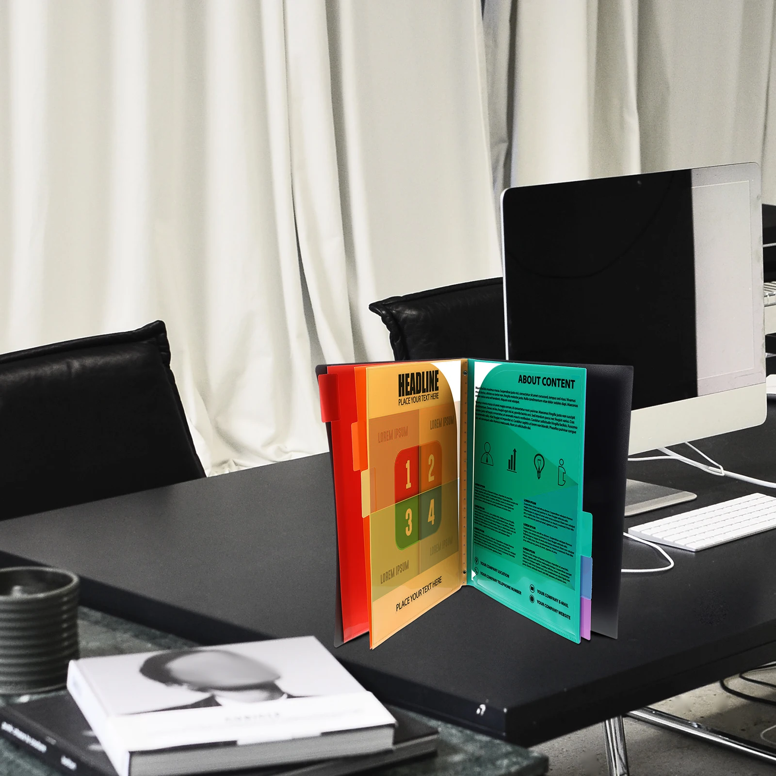 مجلد المستندات منظم مجلد الملفات PP منظم الملفات المكتبية مع جيب للأعمال والمؤتمرات