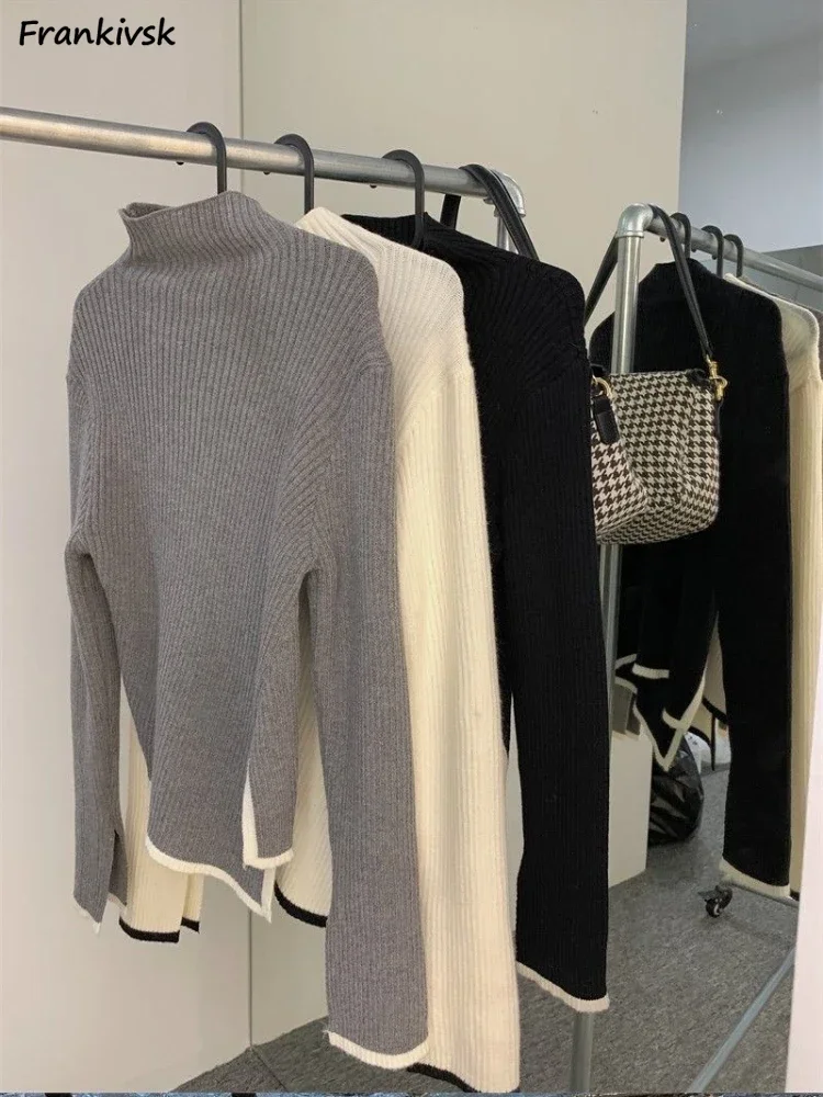 

Свитера женские модные уличные со вставками повседневные темпераментные офисные женские нерегулярные корейские стильные универсальные осенние мягкие мягкие шикарные свитера