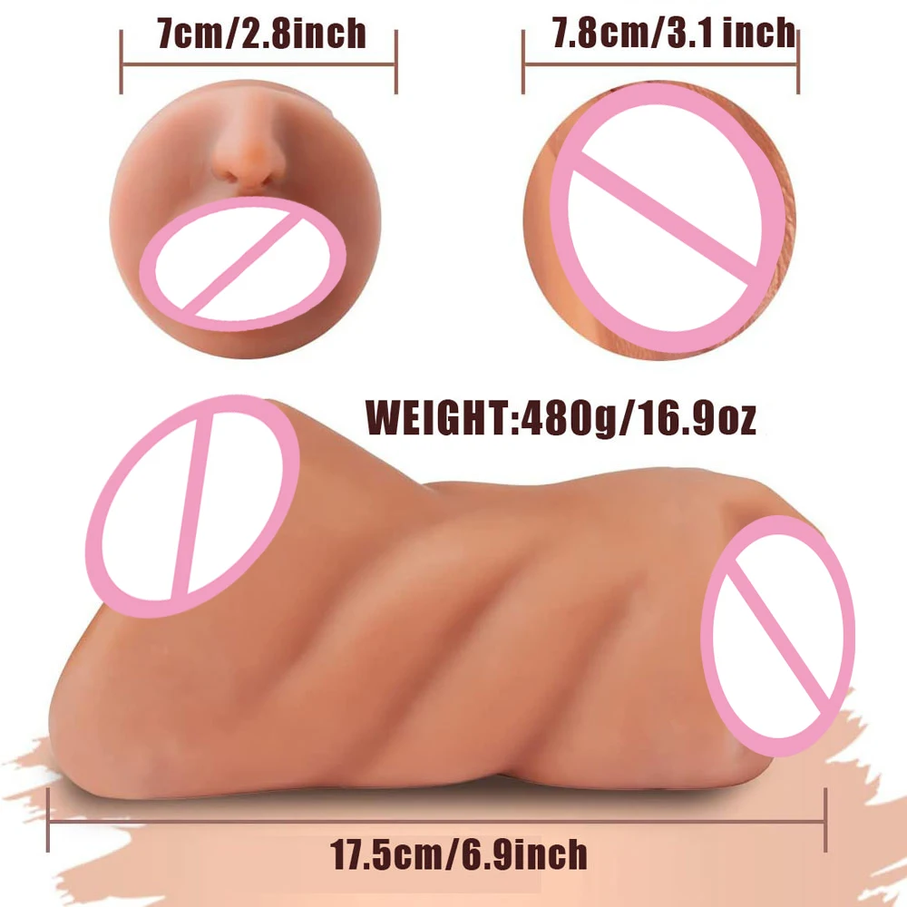 3D Flesh The Light Male Masturbation Artificial Vagina Ass mouth Silicone 3 In 1 Adult Sex Toy Doll For Man Pocket Pussy Ass view 4