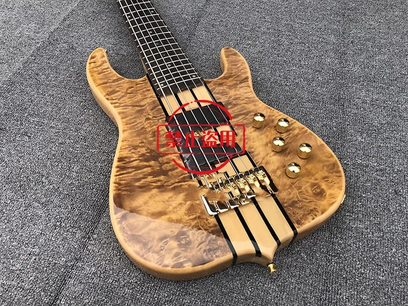 Electric Bass Guitar, 6 Strings , Top Figure, Special Solid Body, High Quality bass guitar, Active Pickup,free Shipping