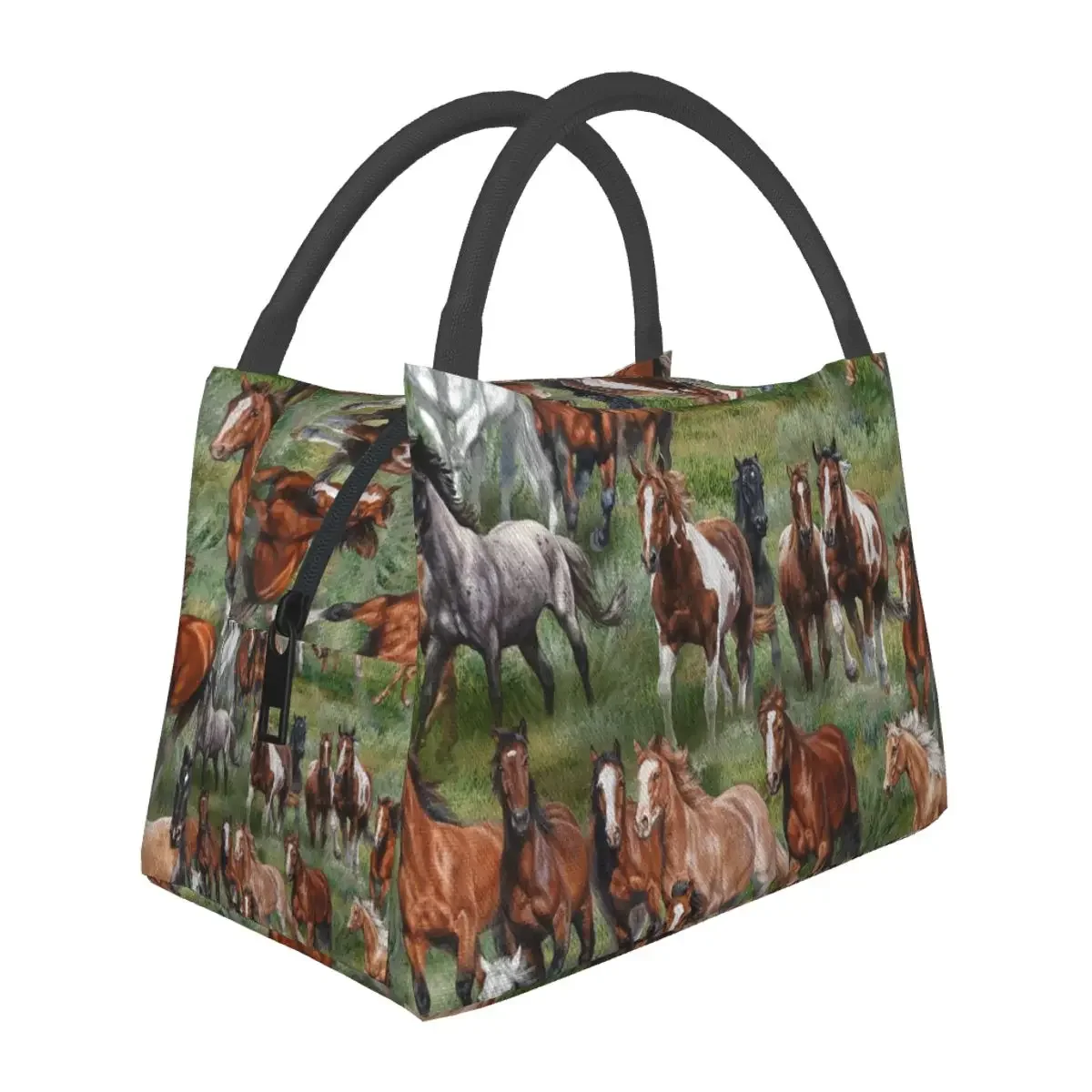 

Large Capacity School Fresh Cooler Tote Bag Crazy Horse Pattern Portable Thermal Oxford Lunch Bags Women Lunch Box Food Handbags