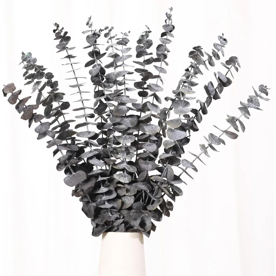 

16 Pcs Dried Eucalyptus Stems 17'' Natural Eucalyptus Leaves Branches Hanging for Shower Preserved Real Black Plant Live Greene