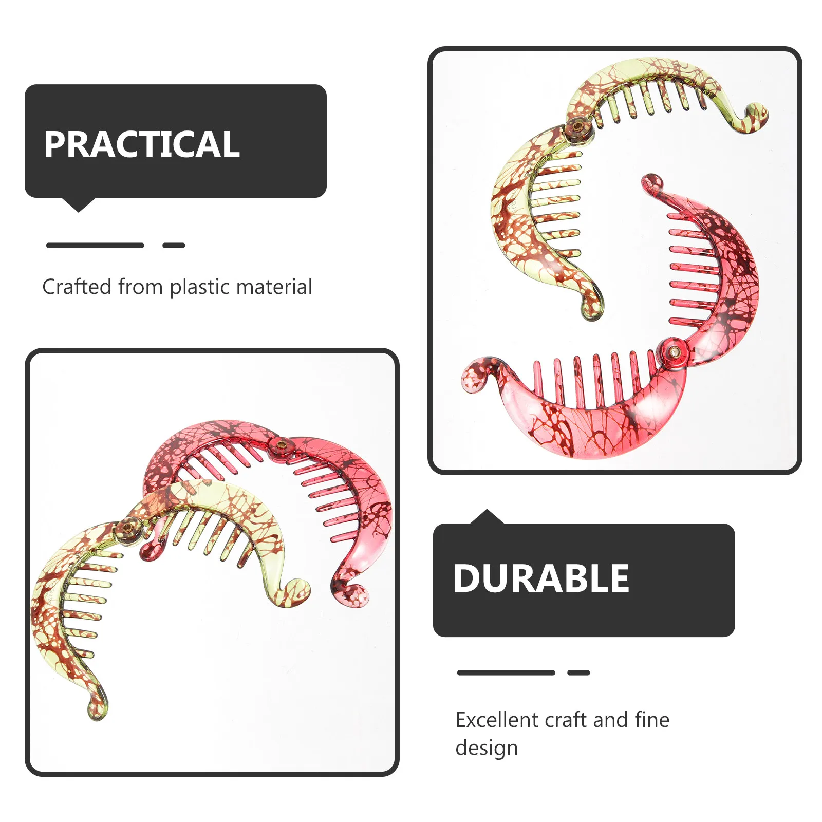 

Набор из 4 заколок-бананов для волос: прочные пластиковые зажимы для укладки, стильный дизайн для густых, тонких и вьющихся волос