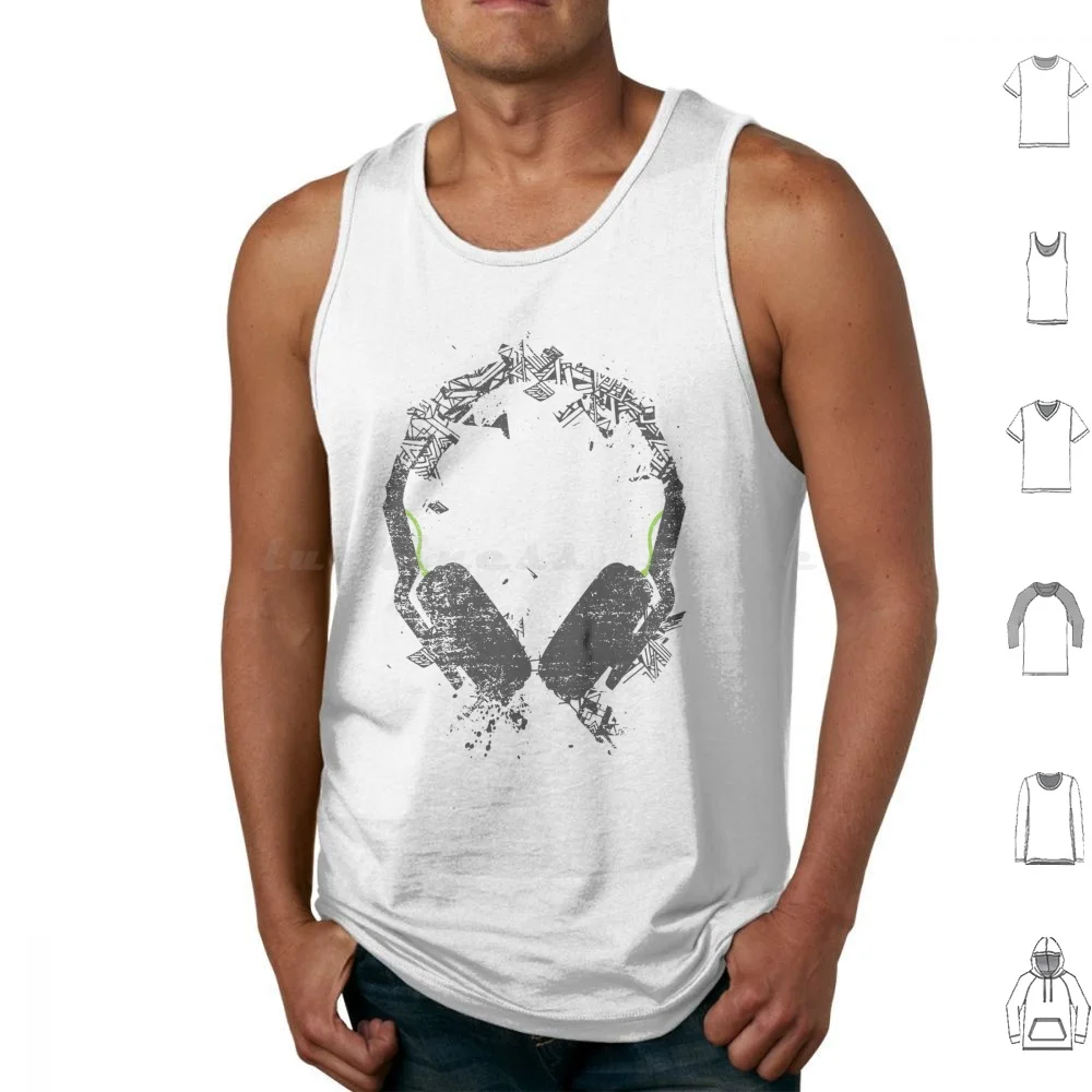 Music Art Headphones Tank Tops Vest Sleeveless Vinyl Sounds Abstract Artist Club Deejay Deep House Dj Dnb Electronic Eq