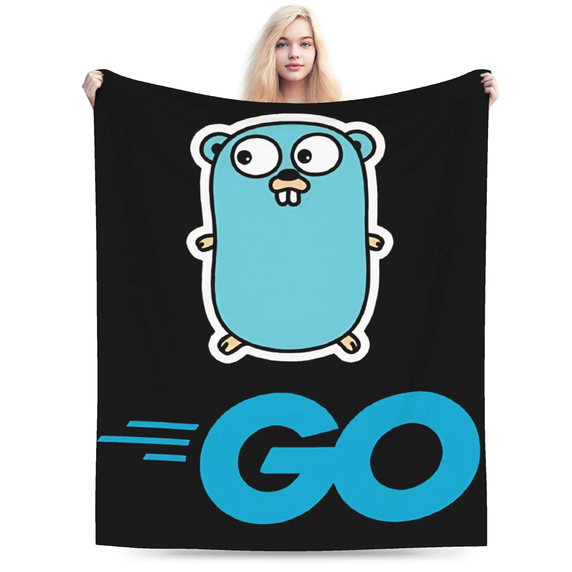 Golang Gopher programming language  Blanket Fleece  Cozy Ultra-Soft Throw Blanket for Sofa Rug Piece