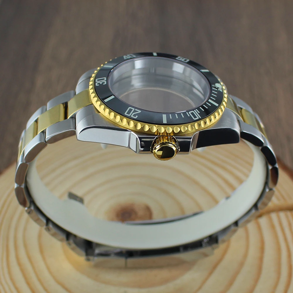 Корпус часов NH35 40 мм, браслет SUB, керамический безель, светящаяся вставка для Seiko NH35 NH36 NH38 8215 2824 PT5000, сапфир, серебро, золото