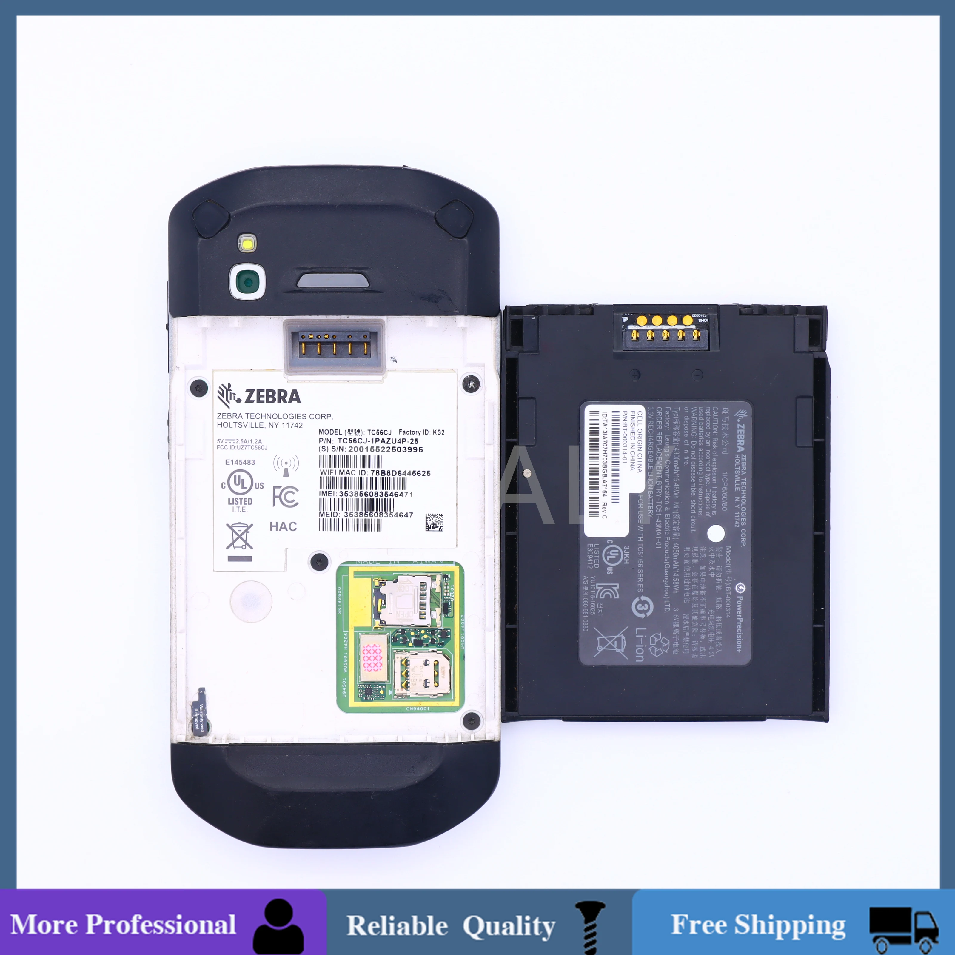 Zebra TC56CJ TC56CJ-1PAZU4P-25 Mobile Computer Android 6.0 SE4710 Barcode Scanner With Battery