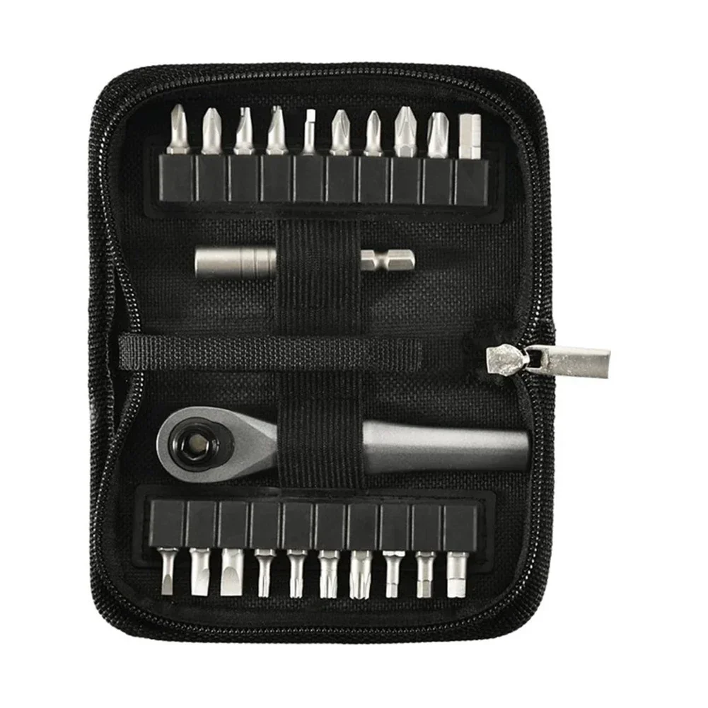 

Ratchet Screwdriver Bits Garage Home Performance Storage Bag 22-in-1 Compact Convenient Durability Lightweight